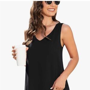 Chic Black Sleeveless Chiffon Shirt